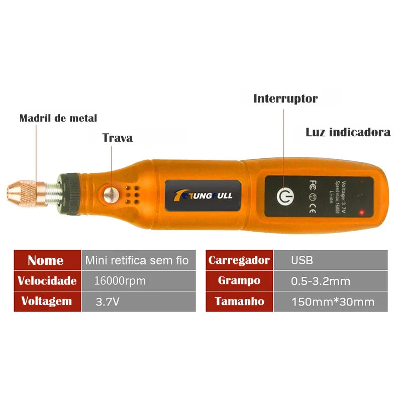 Mini retifica Recarregável Multiuso