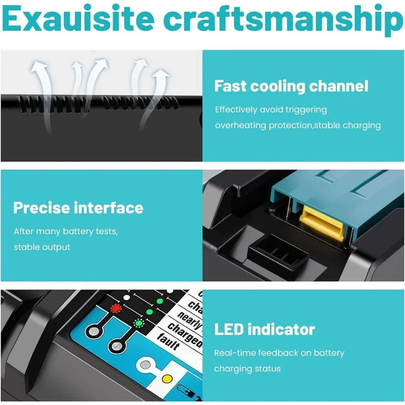 Carregador DC18RC 3A para Baterias Makita 18V / 14,4V – Modelos BL1860B, BL1850B, BL1840